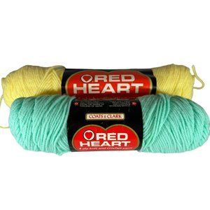 Lot Of 2 Skeins Red Heart Vintage Yarn in Mist Green and Maize 3.5oz. Acrylic
